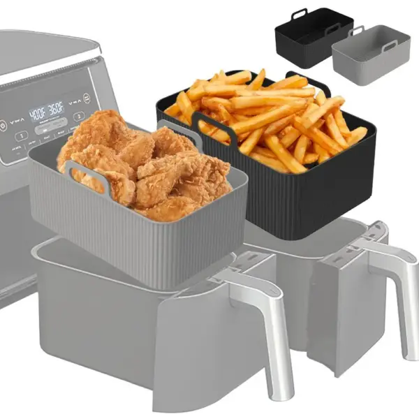 Airfryer-Zubehör: Rechteckige Silikon-Einsätze im 2er-Set