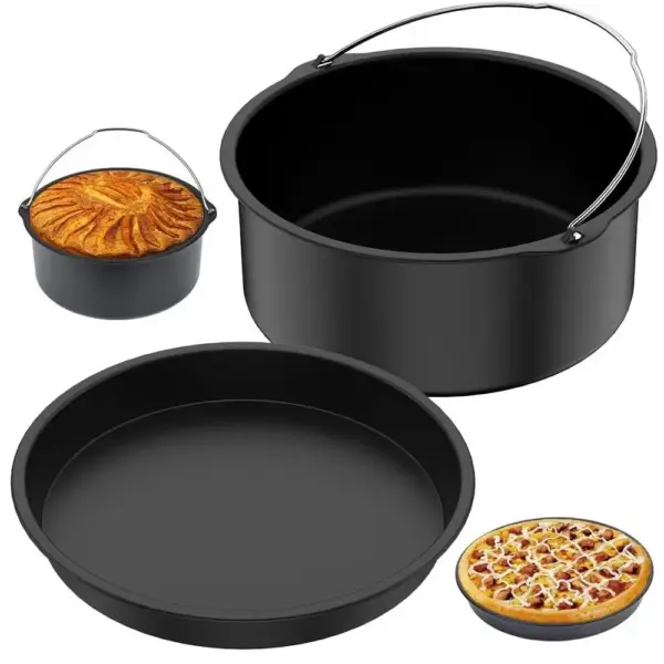 Airfryer Zubehör: Runde Backform mit Bügel, tief und flach