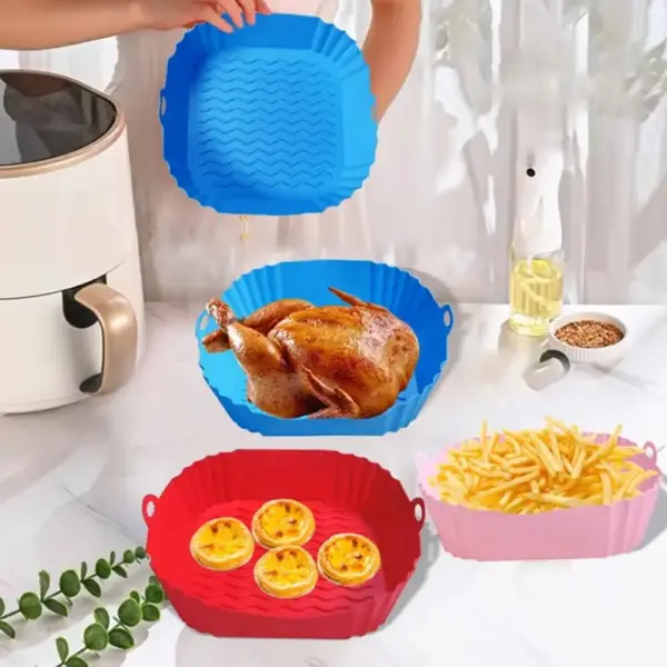 Airfryer-Zubehör: Silikoneinsatz quadratisch mit Wellenmuster