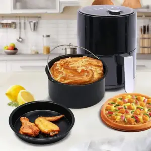 01-11 Airfryer Zubehör: Runde Backform mit Bügel, tief und flach – Bild 2