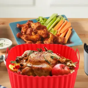 Airfryer Zubehör: Silikoneinlage mit Wellenrand und Griffen – Bild 2