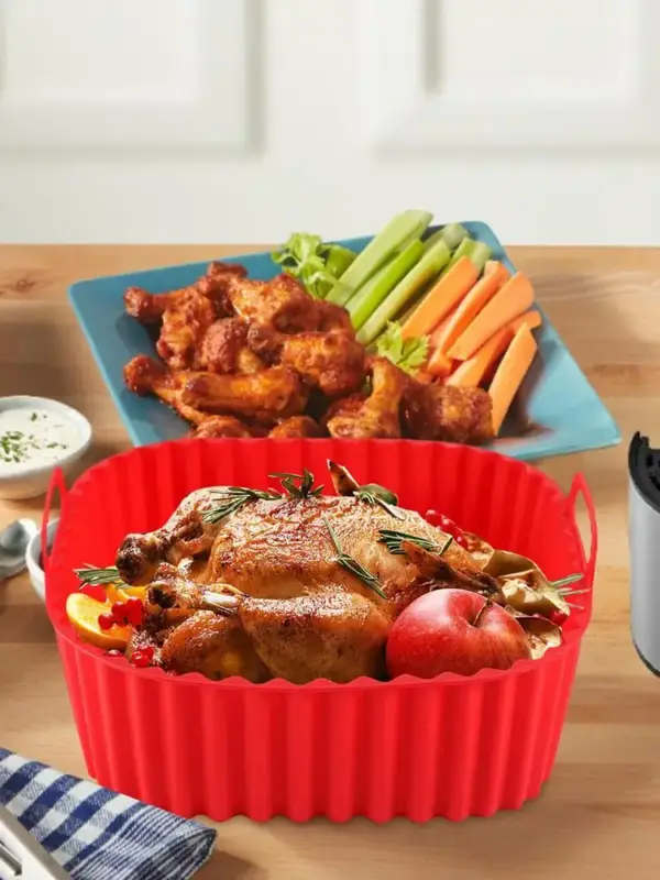 Airfryer Zubehör: Silikoneinlage mit Wellenrand und Griffen – Bild 2