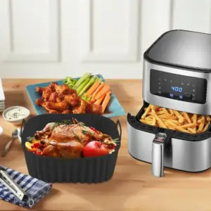 Airfryer Zubehör: Ovale Silikonschale mit Wellenrand – Bild 2
