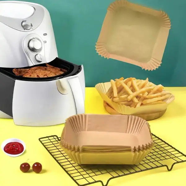 Airfryer Zubehör: quadratische Einlagen mit gewelltem Rand – Bild 2