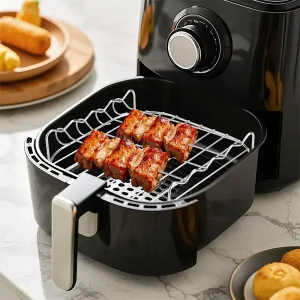 Airfryer-Zubehör: Doppelter Etagenrost mit Spießen – Bild 3
