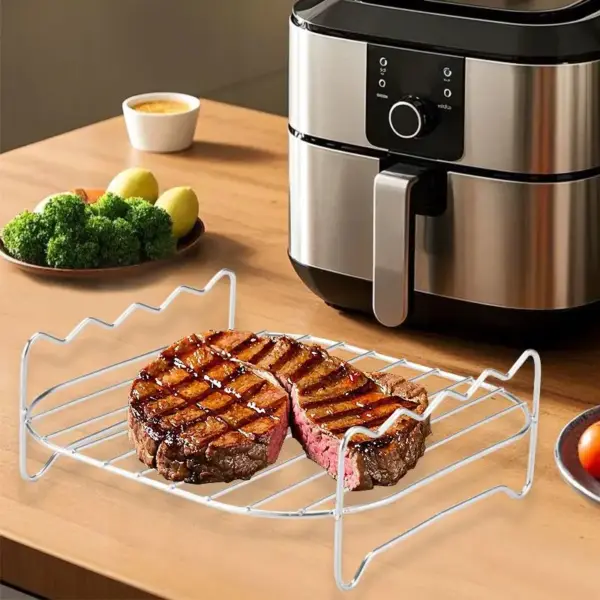 Airfryer-Zubehör: Doppelter Etagenrost mit Spießen – Bild 4