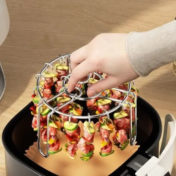 Airfryer-Zubehör: Spießgestell mit Haken für Fleisch und Gemüse – Bild 3