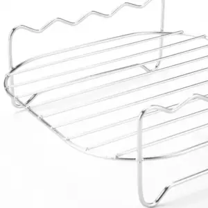 Airfryer-Zubehör: Grillrost aus Metall, quadratisch, mit Bügeln – Bild 2
