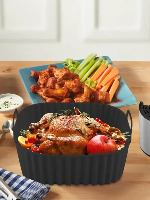 Airfryer Zubehör: Silikoneinlage mit Wellenrand und Griffen – Bild 4