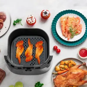 Airfryer-Zubehör: Eckige Silikonmatte mit Löchern – Bild 2