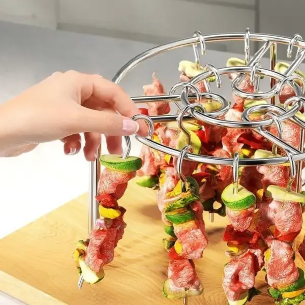 Airfryer-Zubehör: Spießgestell mit Haken für Fleisch und Gemüse – Bild 4
