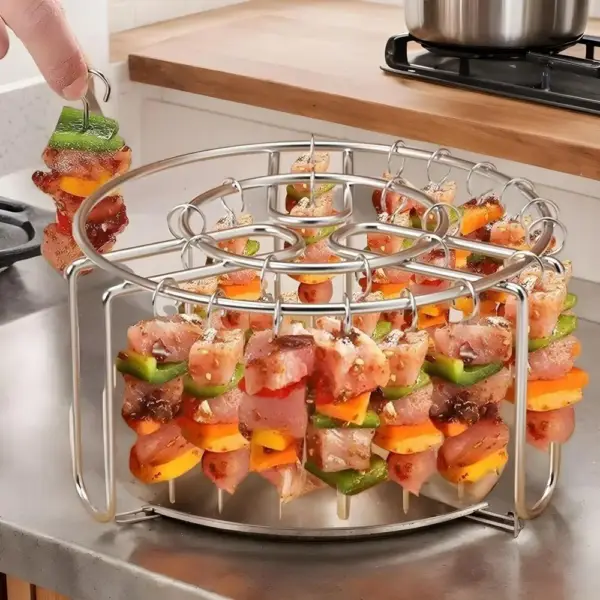 Airfryer Zubehör: Spießständer aus Metall für Fleisch – Bild 4