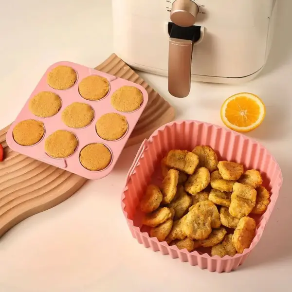Airfryer Zubehör: Eckige Silikoneinlage mit Griffen für den Korb – Bild 3