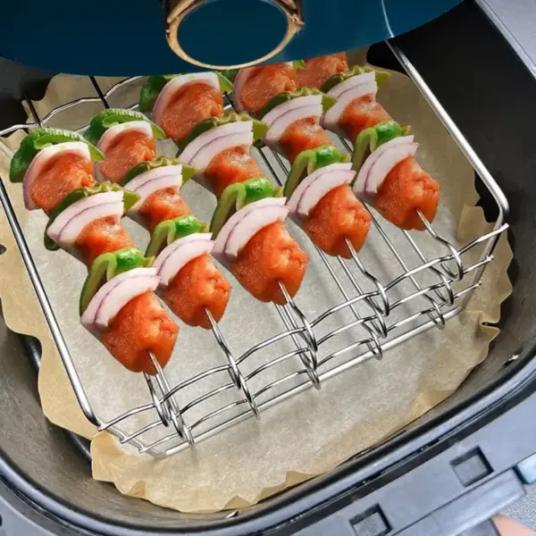 Airfryer Zubehör: Metall-Grillgestell mit Spießen, mehrstufig – Bild 4