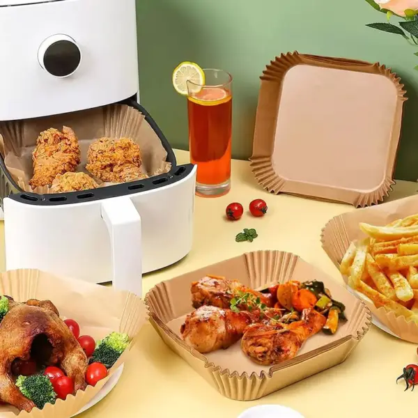 Airfryer-Zubehör: Einlagen mit gewelltem Rand, rund und eckig – Bild 2