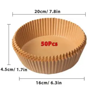 Airfryer-Zubehör: Runde Backpapier-Einlagen mit Rand – Beige