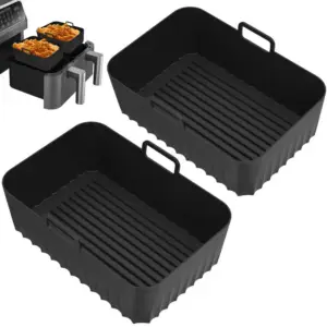 Airfryer-Zubehör: Rechteckige Silikon-Einlage mit Griffen – Schwarz