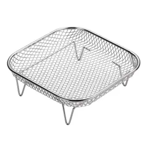 Airfryer Zubehör: quadratischer Gitterrost mit Standfüßen – Silber